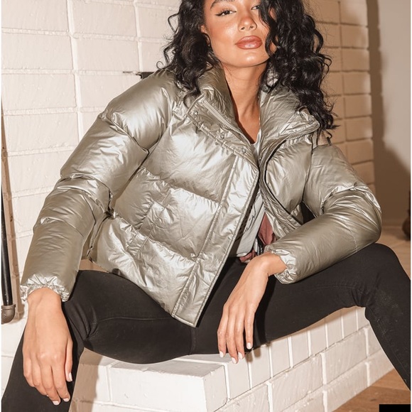 Noize Jackets & Blazers - NOIZE Silver Puffer Jacket • MEDIUM